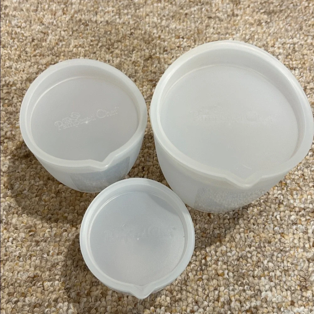 Pampered Chef silicone Prep Set measuring/storage bowls 3 Nesting~ Never Used - Picture 7 of 9
